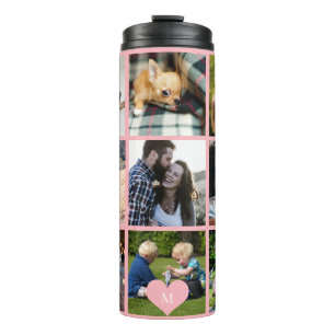 Fotomontage-Monogramm personalisiert modern rosé Thermosbecher