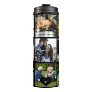 Fotomontage-Monogramm personalisiert modern schwar Thermosbecher