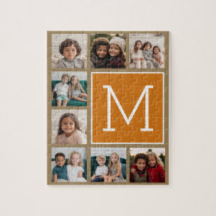 Fotomontage Monogramm - rustikale Kraft und Orange Puzzle