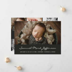 Fotomontage schwarzes neugeborenes Baby Junge Unis Ankündigung