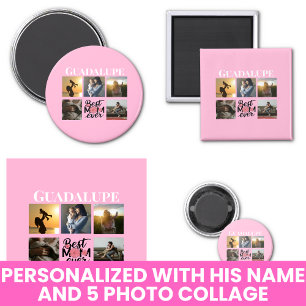 Fotomontage und Mamas Name Rosa Magnet