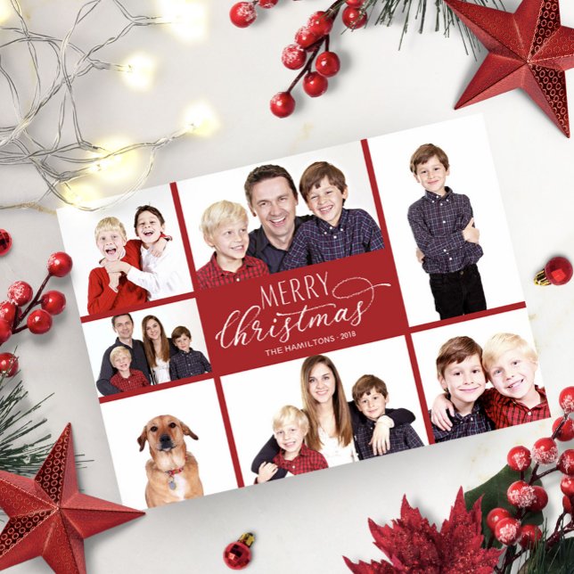 Fotomontage-Weihnachtskarten 7 Fotos Chic Script Einladung (Von Creator hochgeladen)