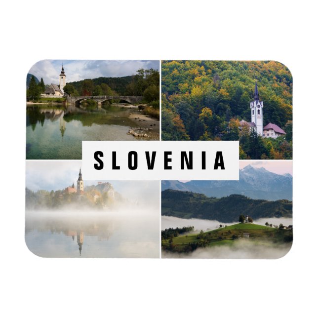 Fotoofen Slovenia churches Geklebte Magnet (Horizontal)