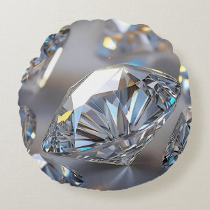 Fotorealistisches Nah-Up von Sparkling Diamond Rundes Kissen