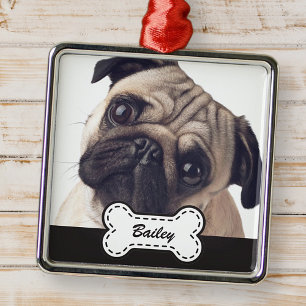 Fotos auf dem Niedlichen Dog-Knochen-Namen hinzufü Ornament Aus Metall