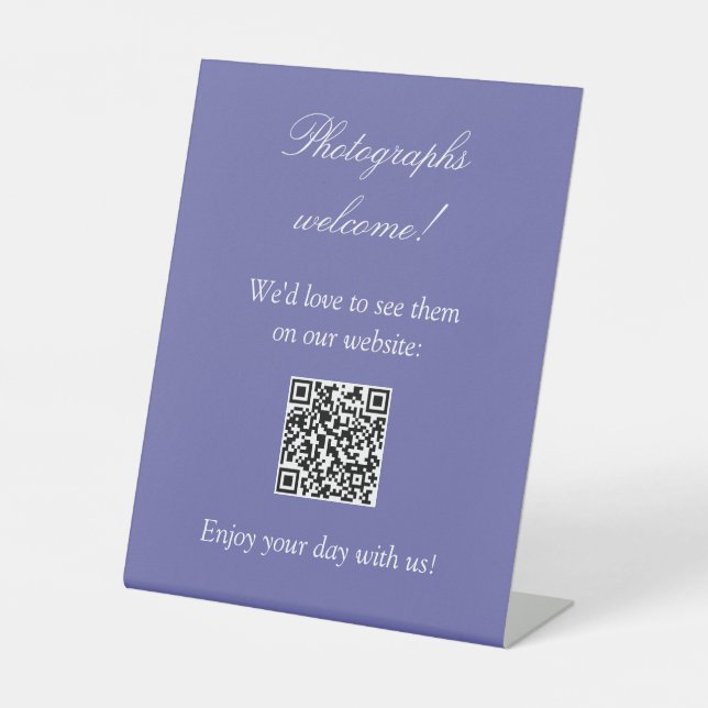 Fotos Begrüßung Easy QR Code Lavendel-Signierung Sockelschild (Vorderseite)