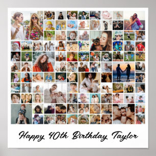 Fotos Collage 100 Bilder Raster Benutzerdefiniert Poster