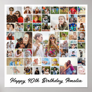 Fotos Collage 50 Bilder Raster Benutzerdefiniert Q Poster