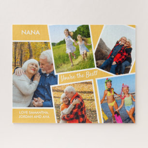 Fotos Collage 5 Bilder Gelb Personalisierte Nana Puzzle