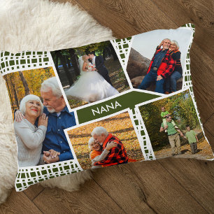 Fotos-Collage mit 5 Bildern Grün und Weiß Nana Dekokissen