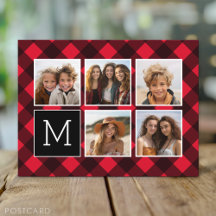 Fotos Collage - Monogramm Rot Schwarz Buffalo Karo
