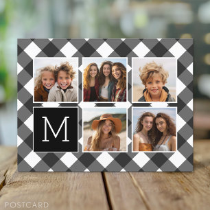 Fotos Collage - Monogramm Weiß Schwarz Buffalo Kar Postkarte