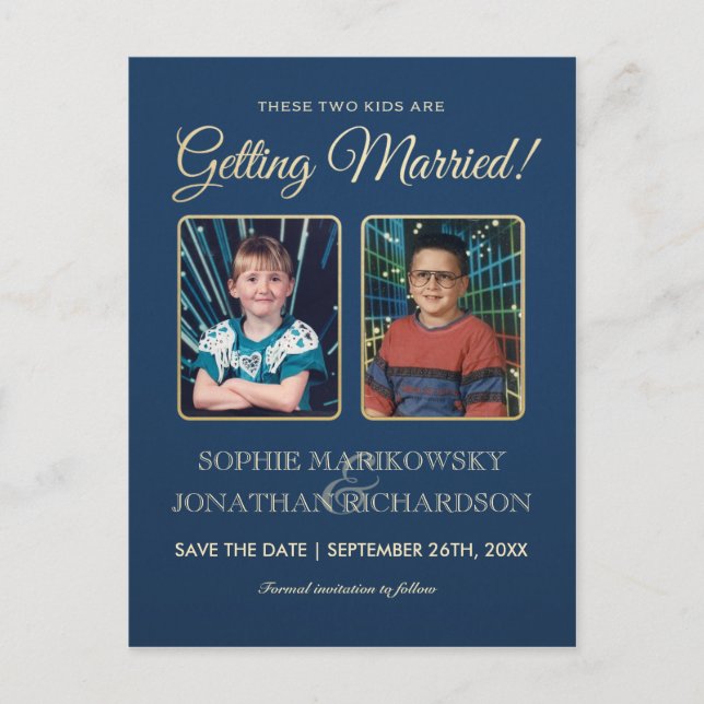 Fotos der alten Schule Save the Date Postkarte (Vorderseite)