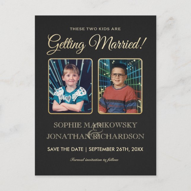 Fotos der alten Schule Save the Date Postkarte (Vorderseite)