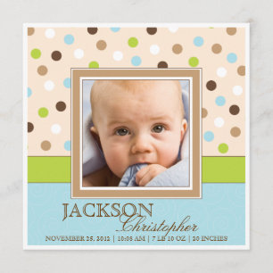 Fotos der Baby-Jungen-Geburts-zwei im Blau + Grüne Ankündigung