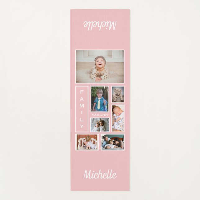 Fotos der Soft Pink-Familie Personalisiert Yogamatte (Vorderseite)