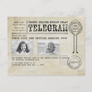 Fotos der sonnigen Kindheit  Telegramm Ankündigungspostkarte