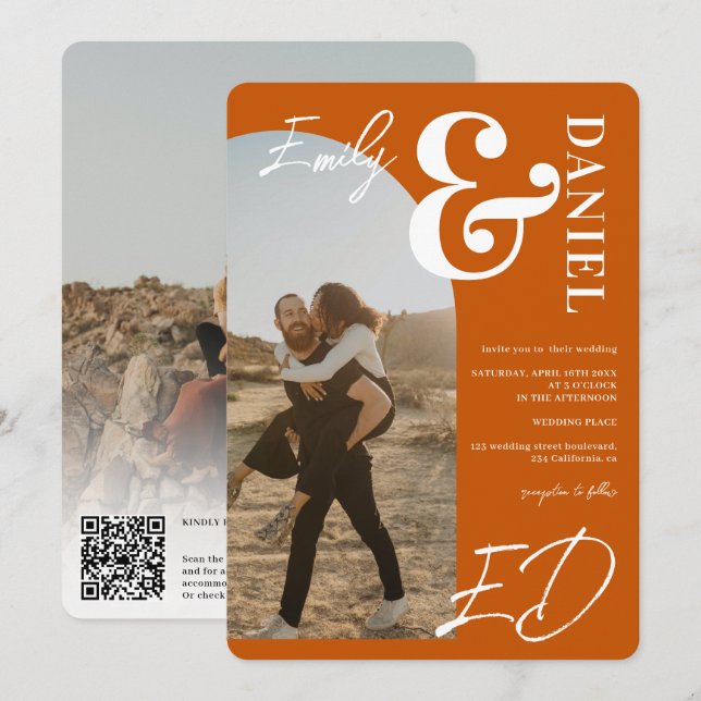 Fotos fett bedruckte Namen Skriptbogen verbrannt o Einladung (Vorne/Hinten)