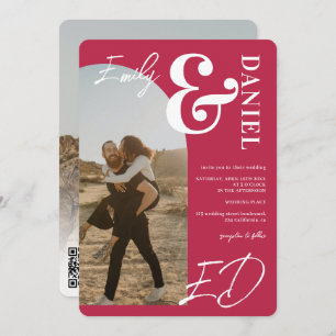 Fotos fett Namen Skript arch magenta Hochzeit Einladung