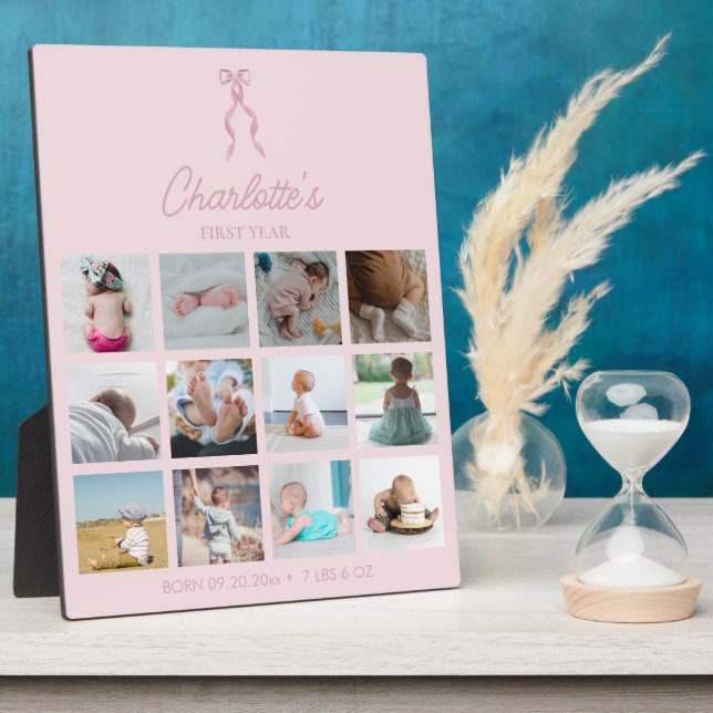 Fotos im ersten Jahr Geburtsstaten rosa Bow Fotoplatte (Seite)