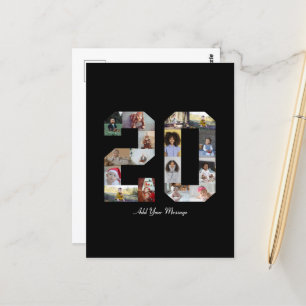 Fotos in Form einer Zahl angeordnet Postkarte