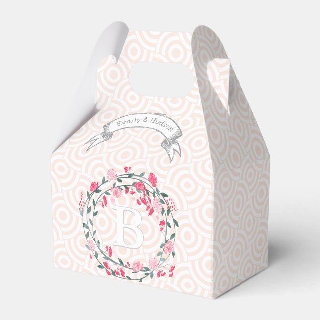 Fotos mit der lila Gastgeschenk Hochzeit Monogramm Geschenkschachtel (Vorderseite)