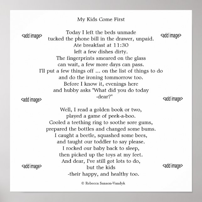 Fotos mit Gedicht "Ihre" Kinder glänzen Poster (Vorne)