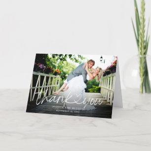 Fotos mit handgeschriebenem Script Heart Hochzeit Dankeskarte