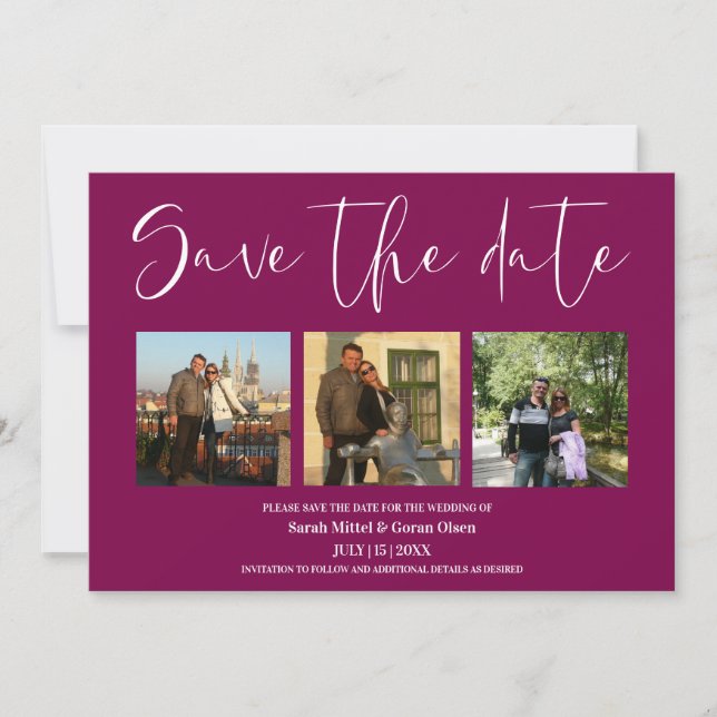 Fotos mit Rotem Weinklopfen Hochzeit Das Datum spe Save The Date (Vorderseite)