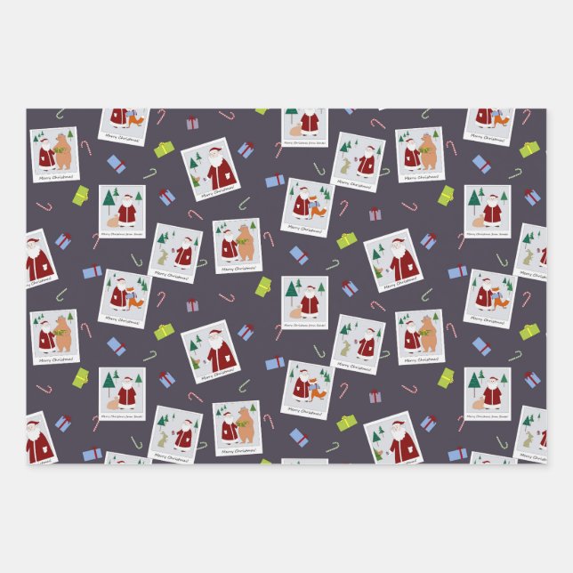Fotos mit Santa Packpapier Geschenkpapier Set (Vorderseite)