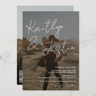 Fotos Name Skript Kalligrafie Schwarze Hochzeit Einladung