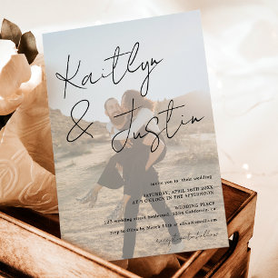 Fotos Name Skript Kalligrafie White Black Hochzeit Einladung