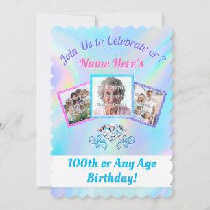 FOTOS Personalisiert, 100 Jahre Geburtstagsparty Einladung