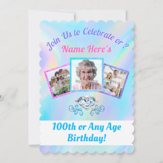 FOTOS Personalisiert, 100 Jahre Geburtstagsparty Einladung