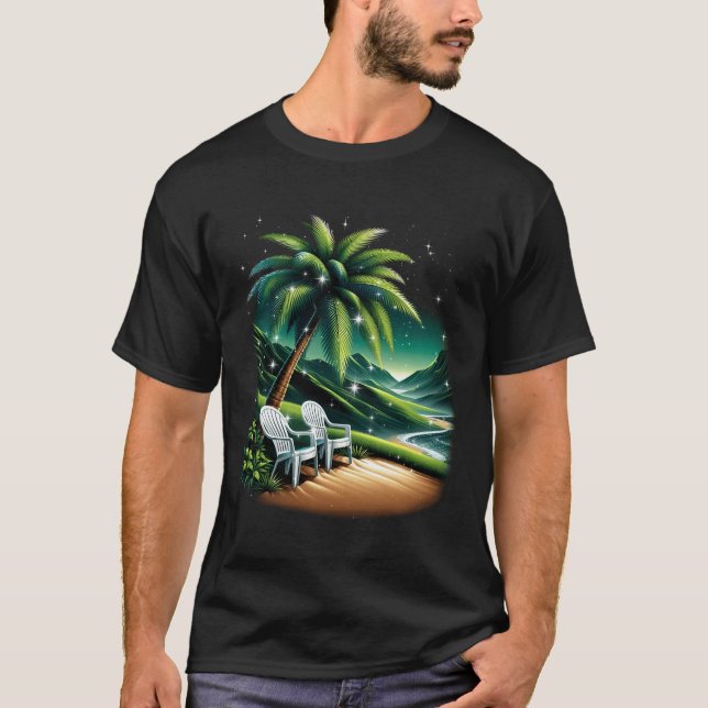 Fotos Puerto Rico Serene Beach View Palm Tree T-Shirt (Vorderseite)
