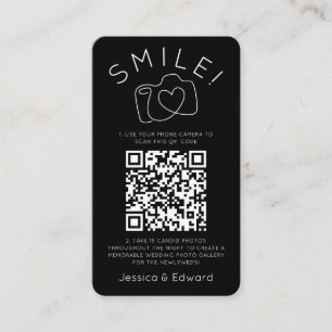 Fotos QR Code Black Chic Moderne Hochzeit Platzkarte