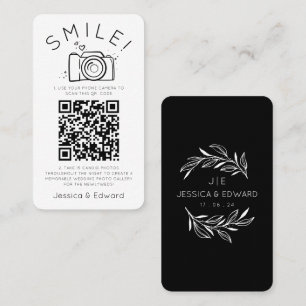 Fotos QR Code Black Chic Moderne Hochzeit Platzkarte