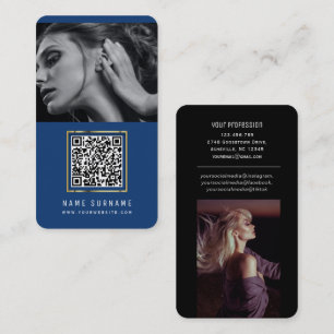 Fotos qr Code scannbarer Strichcode Modernes blaue Visitenkarte