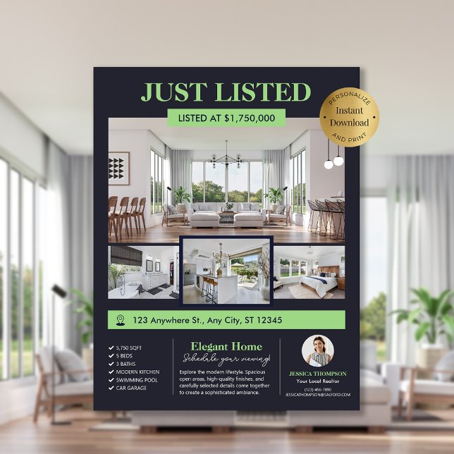 Fotos Real Anwesen Neuer Zuhause bearbeitbarer Lis Flyer (Photos Real Estate New Home Editable Listing Flyer)