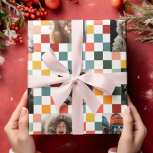Fotos   Retro Checked Christmas Geschenkpapier