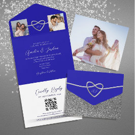 Fotos Royal Blue Wedding QR Code All In One Einladung