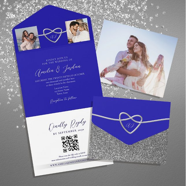 Fotos Royal Blue Wedding QR Code All In One Einladung (Von Creator hochgeladen)