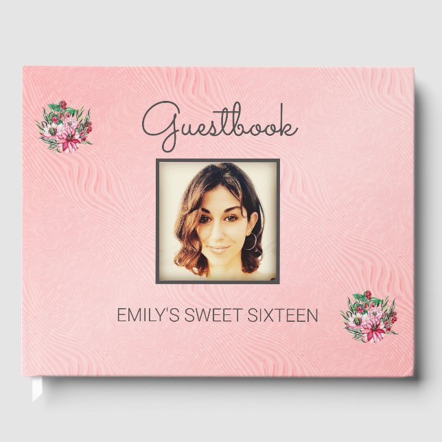 Fotos und farbenfrohe Blume Gästebuch (Vorderseite)