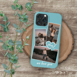 Fotos und Herz auf helltürkisfarbenem Aquamarinem  Case-Mate iPhone Hülle