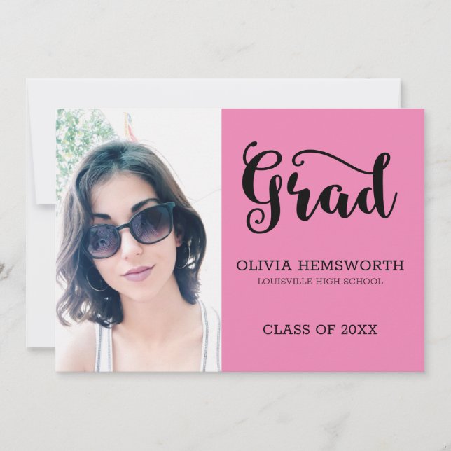 Fotos und schwarze Buchstaben schreiben rosa ab Ankündigung (Vorderseite)