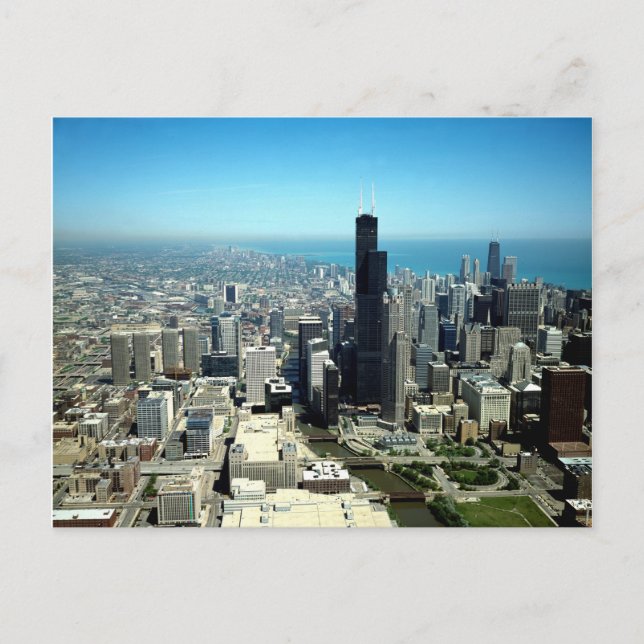 Fotos von Chicago: Luftsichtskyline Postkarte (Vorderseite)