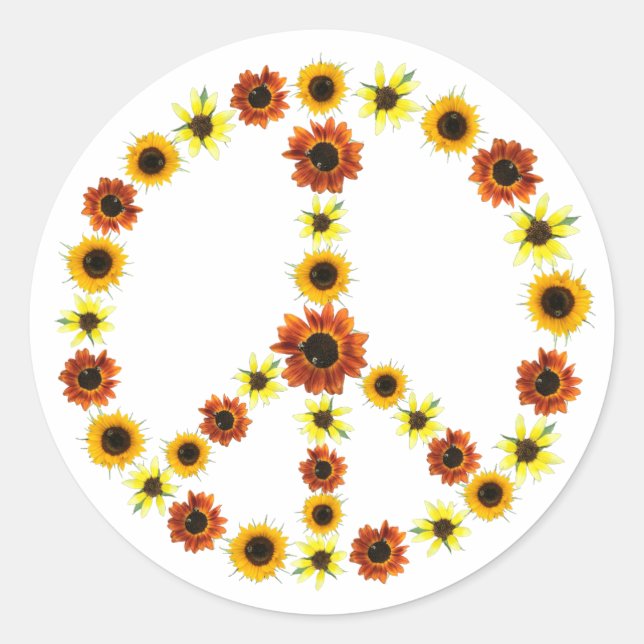 Fotos von Sunflowers Peace Sign Stickers (Vorderseite)