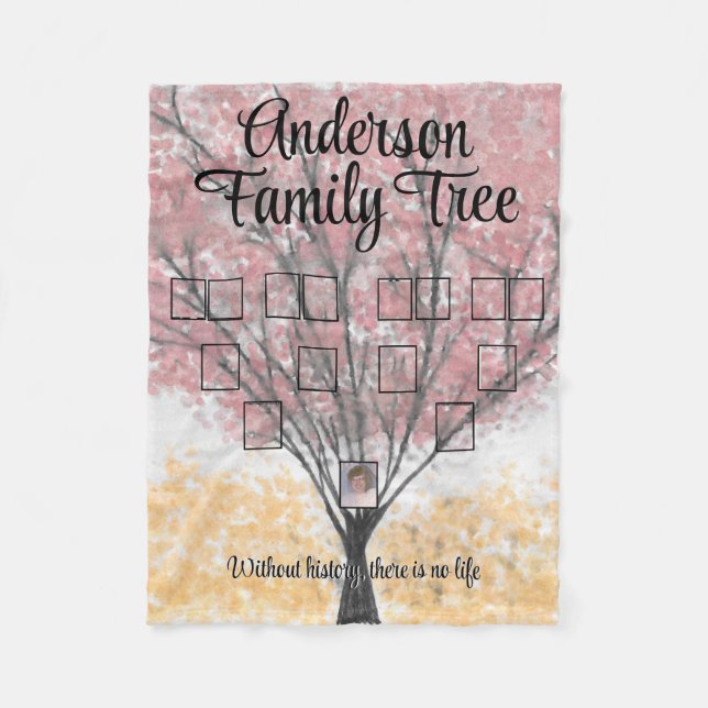Fotos Wasserfarbe Rote Familienbaum Zitat Fleecedecke (Vorderseite)