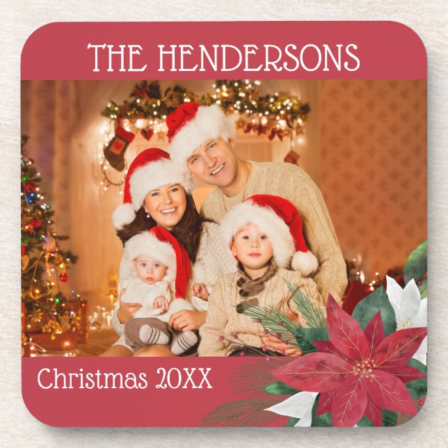 Fotos Weihnachten Poinsettia Getränkeuntersetzer (Vorderseite)