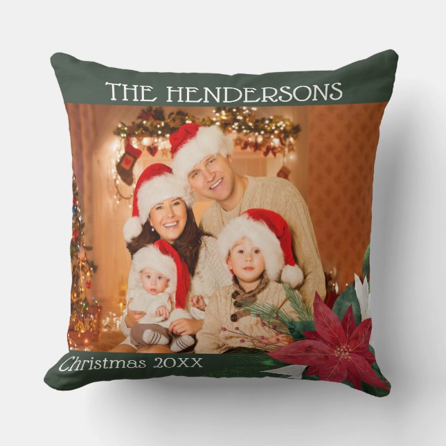 Fotos Weihnachtsgeschenk Poinsettia Wurfpfanne Kissen (Vorderseite)